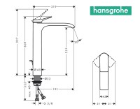 MEDIDAS MONOMANDO LAVABO 250 VIVENIS HANSGROHE